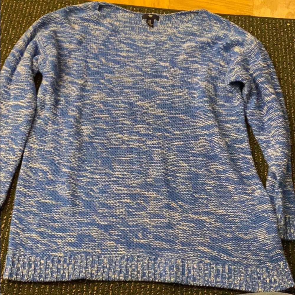 Blue sweater.
